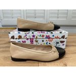 Jeffrey Campbell  Arabesque Cap Toe Flats Natural Black Leather 7.5 Lightly Worn Photo 2