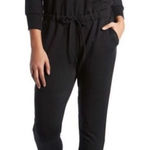 Beyond Yoga Meant to V-Neck Cozy Fleece Jumpsuit Black Tie Waist Jogger Size S Photo 0