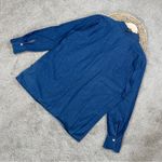 Liz Claiborne Women’s Vintage Denim Button Up Shirt Longsleeve Pintuck Pleated L Photo 6