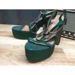 Jessica Simpson Meitini Strappy Sandal Women's 8.5 Green Rhinestone Block Heel Photo 4