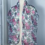 Floral Print White Sheer Scarf Pink Roses Grandmacore Cottagecore Photo 2