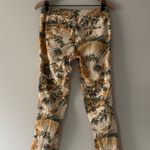 Anthropologie  Chino Relaxed Pants Floral bird pattern cotton stretch zip button Photo 3
