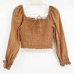 American Eagle  Womens Cottagecore Milkmaid Smocked Square Neck Crop Blouse Top M Photo 2