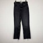 ZARA  High Rise Straight‎ Leg Raw Hem Jeans Faded Black Size 2 Photo 2