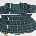 Torrid Green Plaid Chiffon Ruffled Surplice Babydoll Peplum Top Size 2X Photo 8
