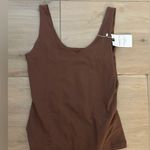 NEW Brown V Neck Tank Top Double Lined Fitted Tops Sleeveless Shirt M Size M Photo 0