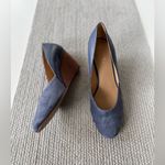 Violet & Red Dusty Blue Suede Leather High Heel Wedges Dressy Shoes Size 9 Photo 1