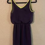 EXPRESS Navy Blue And Neon Sheer Skater Dress Size XS Photo 0