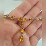 Citrine Silver 925 Teardrop Lariat Necklace Yellow Photo 1