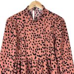 White Birch Top Womens S Pink Tiered Ruffle Long Sleeve Animal Print Boho Indie Photo 1