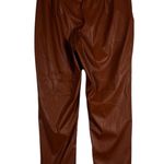 Nine West NWT Joggers Womens L Maple Brown Faux Vegan Leather Pull On Clean Girl Photo 2
