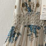 ANANTA S/M Blue Gold Metallic Lace Trim Boho Maxi Dress Made in India 25120 Size undefined Photo 5