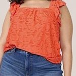 LC Lauren Conrad Lauren Conrad Flocked Ruffle Sleeveless Tank Top 3X Women's Shirt Spanish Coral Photo 0