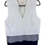 Kinona White Gray Blue Tiered Nylon Stretchy Sleeveless Athletic Size Top Size L Size L Photo 0