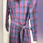 Brooks Brothers Women’s Purple Black Blue Plaid Shirtdress Sz 2 Photo 3