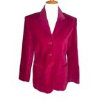 Jessica Holbrook Vintage Women 90s Collared Button Down Red Velvet Blazer Size 6 Photo 1