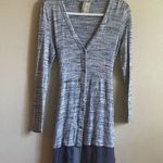 Dolan Blue Heathered Button up Top with Tie at Waist Size M Photo 0