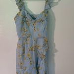 Fletch Tulip Floral Print Mini Dress Light Blue Ruffle Photo 4