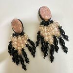 Pink and black beaded vintage statement earrings Photo 1