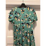 a.n.a Ines Floral Dress Light Green Midi Length Faux Wrap Gathered Waist SZ Large Photo 5