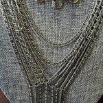 Plunder Multi Strand Chain & Rhinestone Necklace. 20” Overall Silver Photo 3