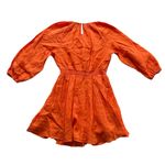 J.Crew NEW  Palermo‎ Dress Orange Linen Smocked Waist Long Sleeve Womens Small Photo 5