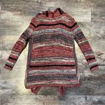 American Eagle  Red, Black and Cream Striped Knit Sweater Cardigan Size Small Photo 3