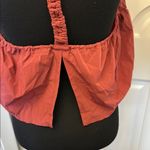 Free People FP Movement Burgundy Cropped Ruched Flowy Too Shirt NWOT Red Size L Photo 6