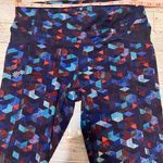 Athleta Be Free Mesh Leggings Womens Size S Blue Geo Stash Pockets Full Length Photo 1