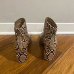 Amazon Tan Snakeskin Booties with Block Heel Photo 2