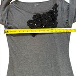 Garnet Hill Embellished Long Sleeve Top Womens Small Gray Black Photo 9