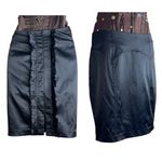 2B Bebe Satin Ruffle Bustle Pencil Mini Skirt Black Small Vintage Y2K Photo 14