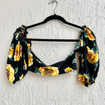 ONIA x WeWoreWhat Ravello Floral Puffy Off-The-Shoulder Crop Top Black Yellow XS Photo 2