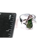 Penguin Adjustable Ring Silver/Green Stone A410 Photo 4