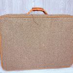 Vintage Hartman leather tweed damask travel luggage suitcase travel zip bag tote Gray Photo 5