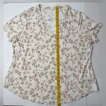 Old Navy Womens Size XXL T-Shirt Beige Brown V-Neck Floral Fall Short Sleeve New Photo 2