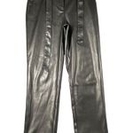 Loft  Womens 8 Tall Black Imitation Leather Flat Front Casual Dress Career Pants‎ Photo 0