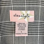 Plaid VEST Top Crop Vest Waistcoat Y2K Black White Check V Neckline Grunge Boho Gray Size L Photo 1