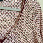 Living Doll  Los Angeles Womens Shirt Perplum V Neck Print Burgundy Cream Size XL Photo 2