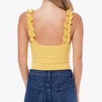 Elodie  Yellow Ribbed Tank Ruffle Straps Bodysuit Large Photo 1