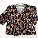 Karl Lagerfeld Blouse, No Wrinkle, Floral Print, Stretchy, 3/4 Full Sleeves, 2X Photo 0