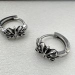 15mm Cross Hoop Earrings for Men Women,Streetwear Punk Hip Hop Unisex Style Silver Photo 0