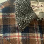 Woolrich  womens small full zip jacket plaid wool schaket lined orange blue outer Photo 3