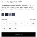 Reformation  Julia High Cigarette Jean Size 27 Color Blue Photo 3