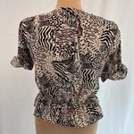 Topshop ‎ Animal Print Ruched Short Sleeve Crop Top Photo 3