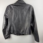 Skies Are Blue  Vegan Leather Moto‎ Biker Jacket Sz M Black Asymmetrical Zipper Photo 3