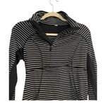 Lululemon Base Runner Half Zip Pullover Long Sleeve Top Black and White Stripes Photo 3