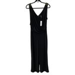 White House | Black Market NWT WHBM Jumpsuit Shirred Shoulder Black Matte Jersey LP Women's Large Petite Photo 4