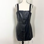 Wild Fable  Faux Leather Zip Front Mini Dress Womens M Y2K Pinafore Black Edgy Photo 1