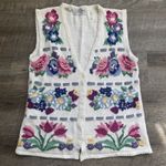 Jantzen Vtg  Grandma Sweater Vest Hand Embroidered Floral Cottagecore Granny Med Photo 0